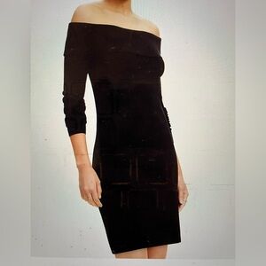 NWT Black LOFT S Petite Ribbed Off the Shoulder Mini Sweater dress